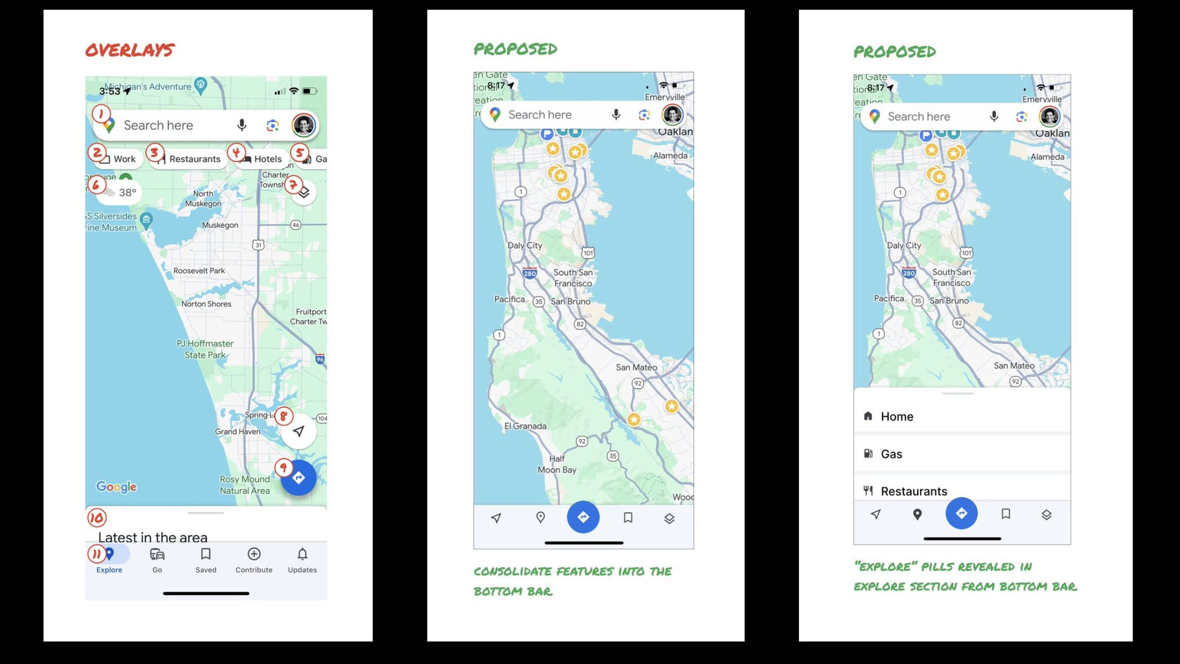 Changes proposed by Elizabeth Laraki for Google Maps