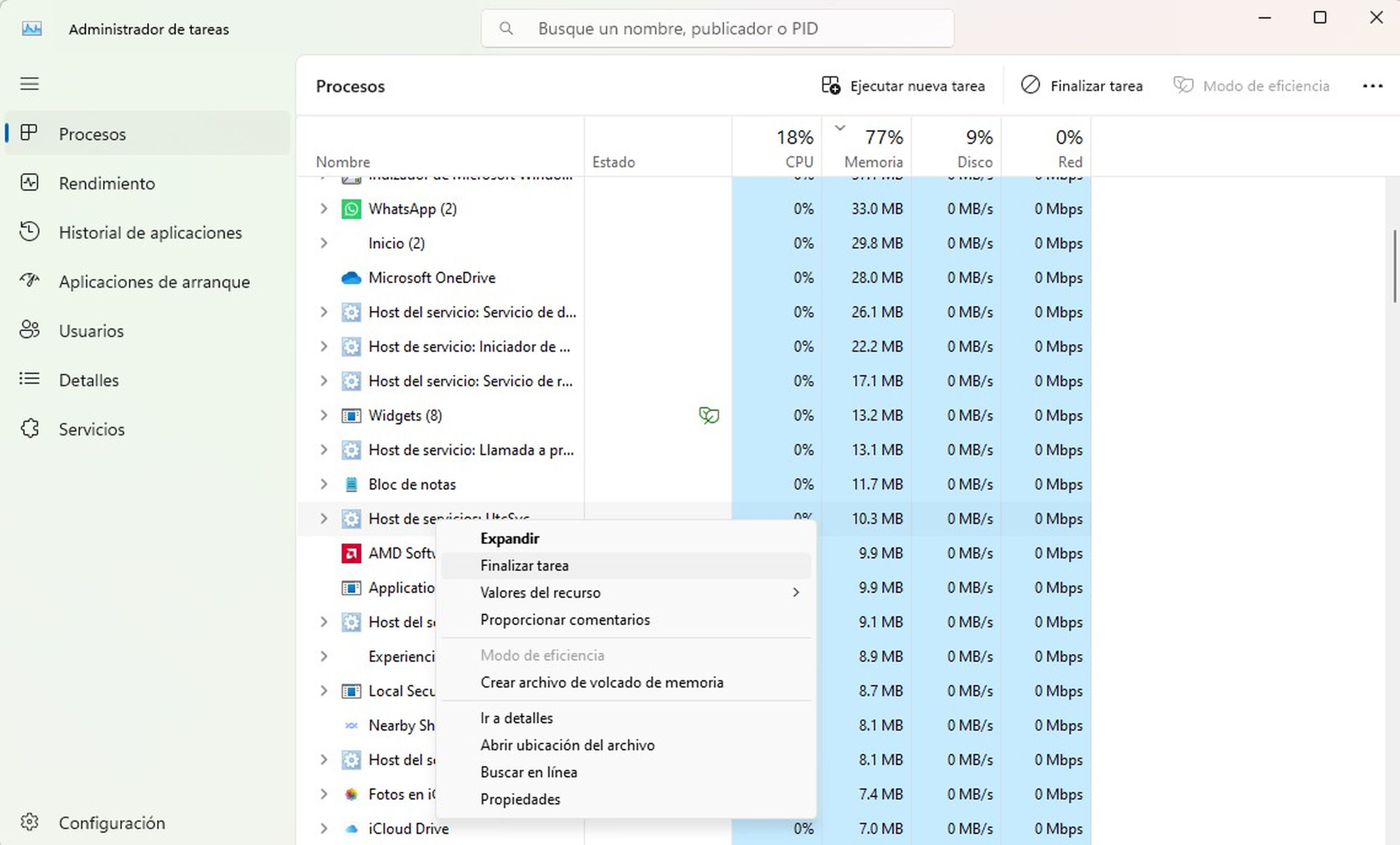 End suspicious programs in Task Manager