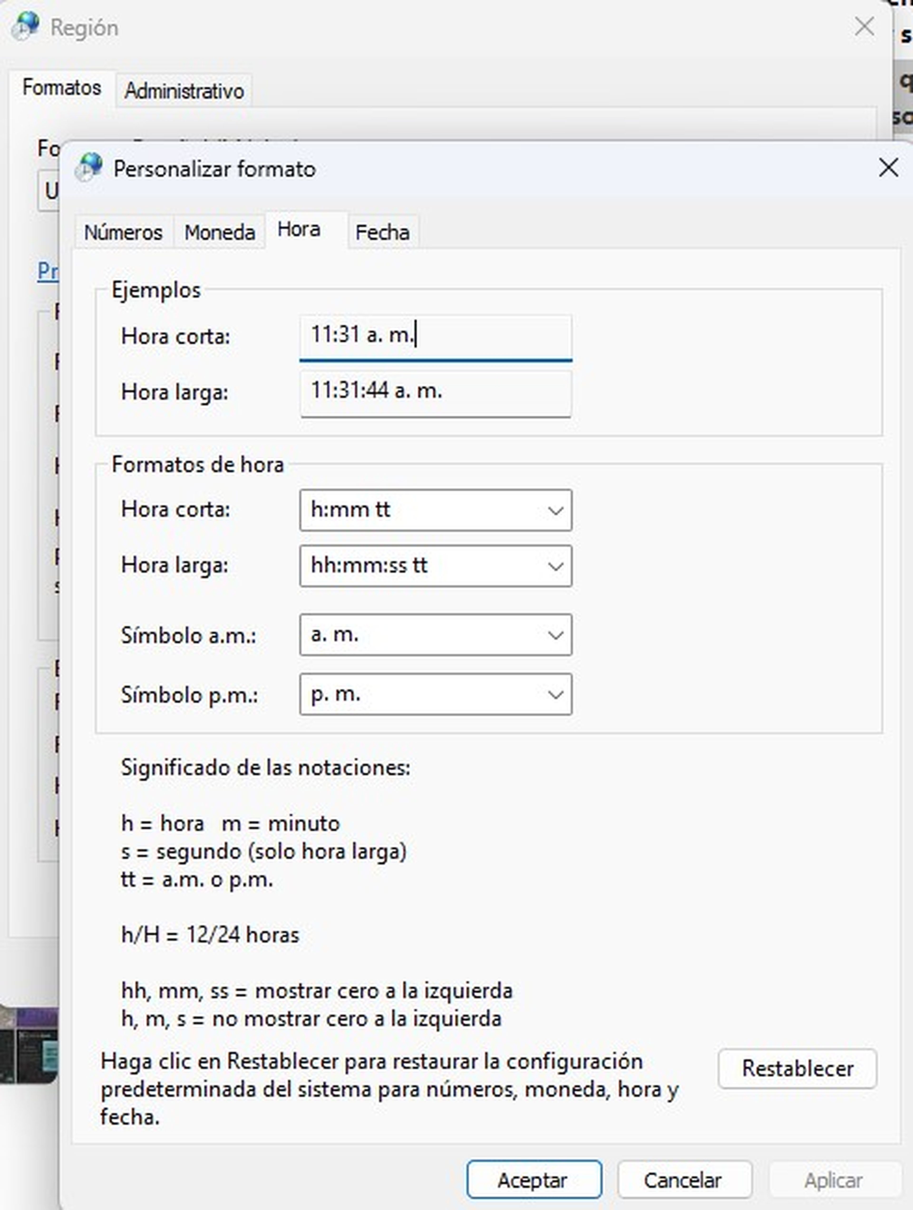 Time format in Windows 11
