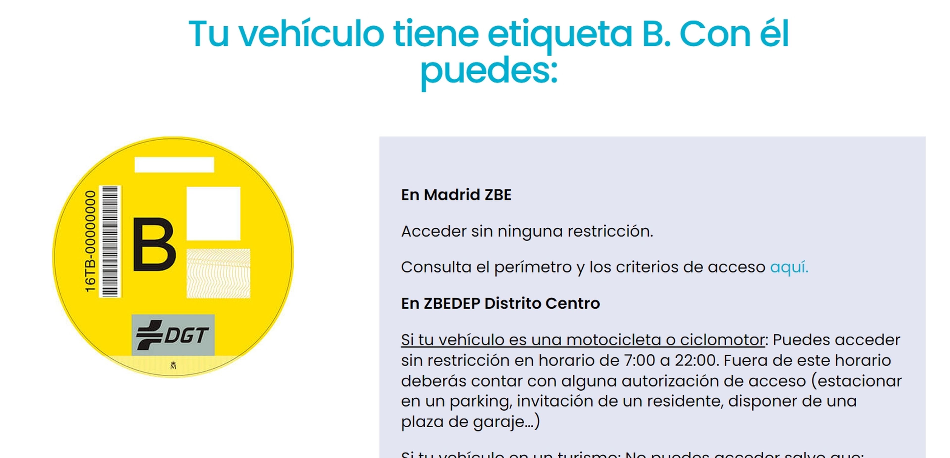 Low emissions zone Madrid car